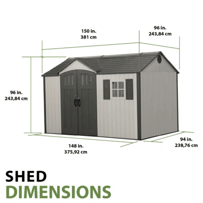 Lifetime 12.5 Ft. x 8 Ft. High-Density Polyethylene (Plastic) Outdoor Storage Shed with Steel-Reinforced Construction - Image 8