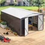 10 ft. W x 14 ft. D Outdoor Metal Shed Storage with Updated Frame Structure and Lockable Doors, White (140 Sq. Ft） - Image 6