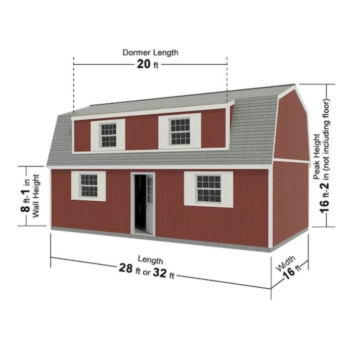 Best Barns Camp Reynolds 16-ft x 32-ft Gambrel Style Wood Outdoor Storage Shed with Windows and Doors - Image 3