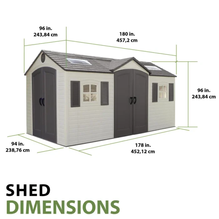 Lifetime 15 Ft. x 8 Ft. High-Density Polyethylene (Plastic) Outdoor Storage Shed with Steel-Reinforced Construction - Image 5