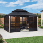 12′ x 14′ Hardtop Aluminum Gazebo with Galvanized Steel Roof & Sliding Doors - Image 3