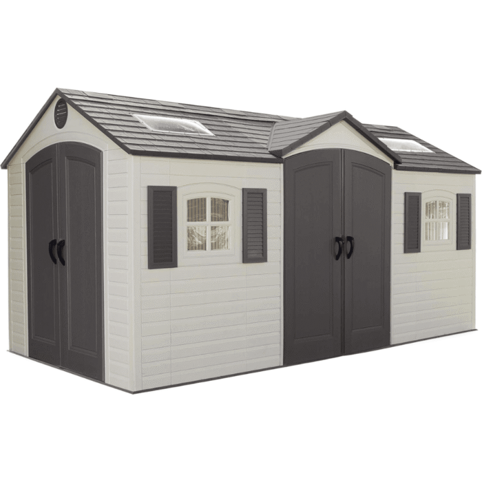 Lifetime 15 Ft. x 8 Ft. High-Density Polyethylene (Plastic) Outdoor Storage Shed with Steel-Reinforced Construction - Image 1