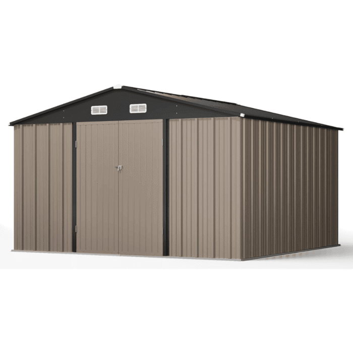 10 ft. W x 10 ft. D Outdoor Metal Storage Shed in Gray (100 sq. ft.) - Image 1