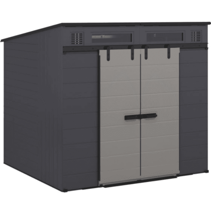 Suncast Modernist® 8 ft. x 7 ft. Dual Barn Door Storage Shed - Image 1