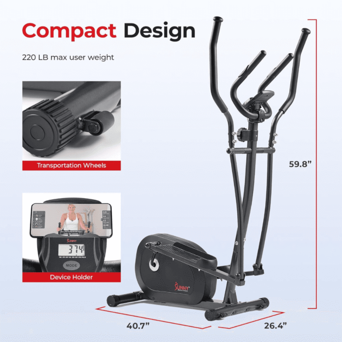 Sunny Health and Fitness Programmable Magnetic Elliptical - Image 6