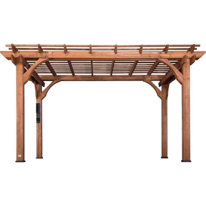 Backyard Discovery 14′ X 10′ Somerville Pergola W/ Electric – Dark Walnut DIY - Image 8