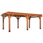 Beaumont 20 ft. x 12 ft. Light Brown Traditional Outdoor All Cedar Wood Patio Pergola Shade Structure with Electric