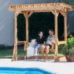 Backyard Discovery Callahan Cedar Wood Outdoor Pergola Swing Bench - Image 3