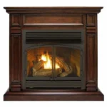 Duluth Forge Dual Fuel Ventless Gas Fireplace With Mantel – 32,000 BTU, T-Stat Control, Walnut Finish